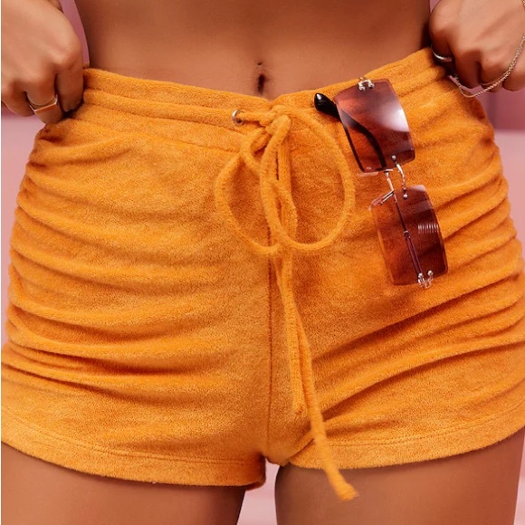⭐️ HELLO MOLLY Orange Burning Up Fuzzy Shorts - Picture 2 of 7